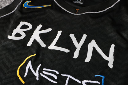 Wholesale NBA Brooklyn Nets black V-neck color-trimmed 12 (hot-pressed style) S-2XL