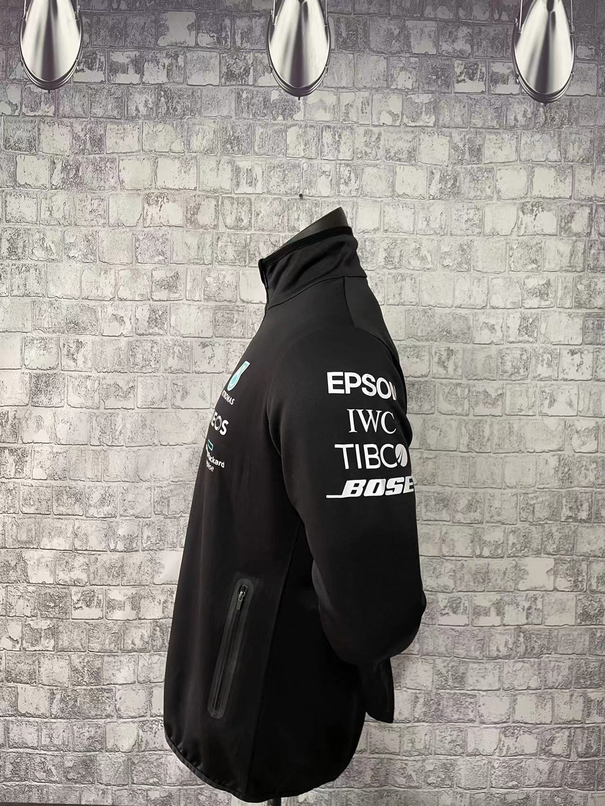 Custom logo printed 100% polyester breathable Mercedes racing team for car and motorcycle racing jacket