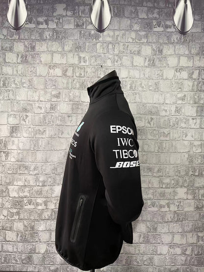 Custom logo printed 100% polyester breathable Mercedes racing team for car and motorcycle racing jacket