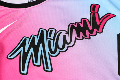 Wholesale NBA Miami Heat pink round neck 4 (hot pressed) S-2XL.