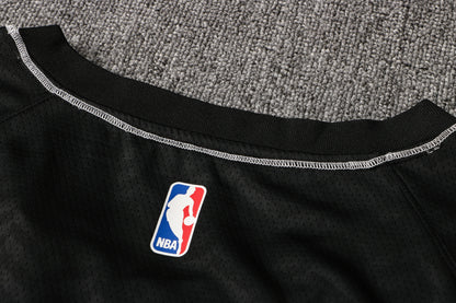 Wholesale NBA Brooklyn Nets black V-neck color-trimmed 12 (hot-pressed style) S-2XL