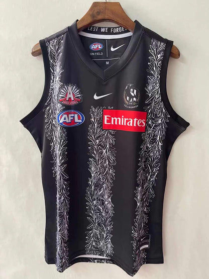 Wholesale Australia 2021 AFL Magpies Team Rugby Jersey Tank Top S-3XL
