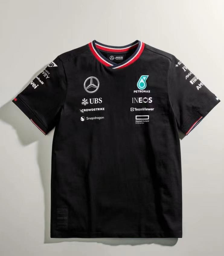 Wholesale 2024F1 Mercedes racing suit black V-neck S-5XL
