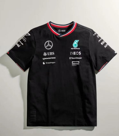 Wholesale 2024F1 Mercedes racing suit black V-neck S-5XL