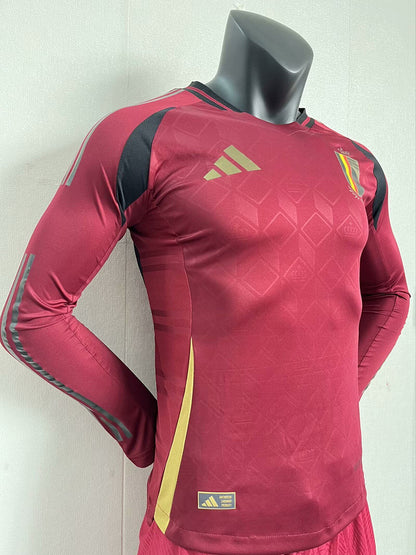 Wholesale customizable 2024 European Championship  Belgium home and away football jersey long-sleeved  S-5XL