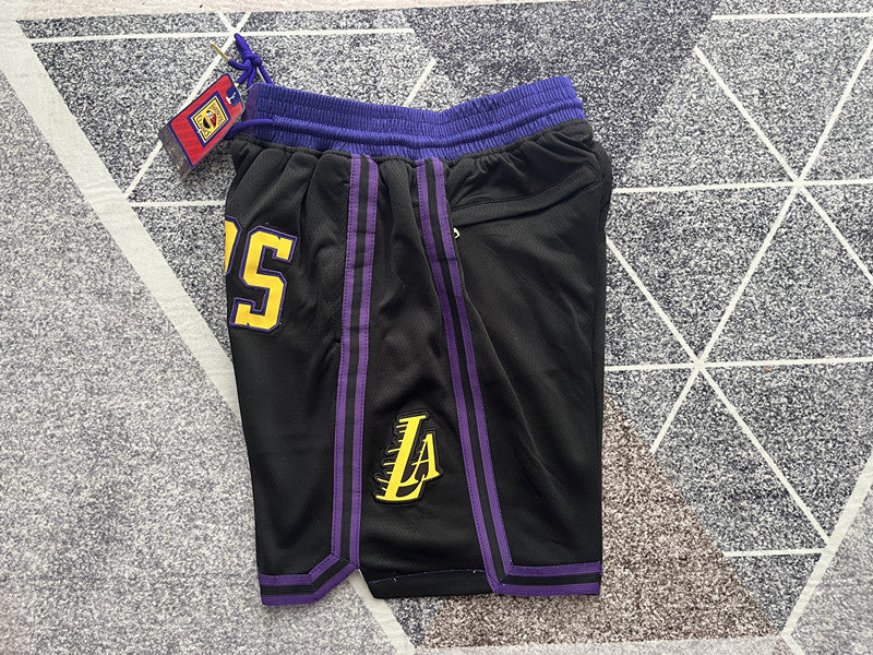 Wholesale 2024 JUST DAN basketball shorts Lakers Black City Edition