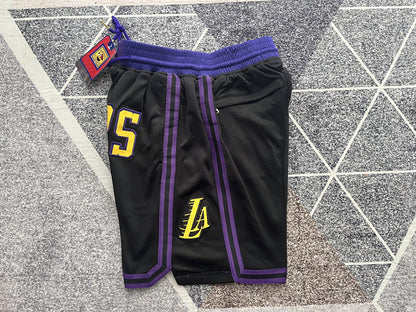 Wholesale 2024 JUST DAN basketball shorts Lakers Black City Edition