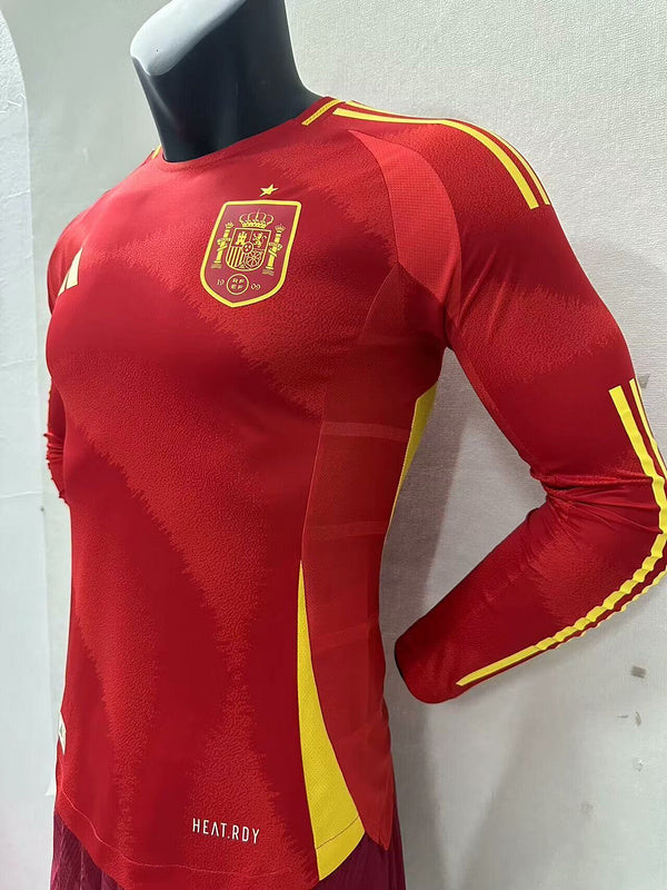 Wholesale customizable 2024 European Championship   Spain home and away football jersey long-sleeved  S-5XL