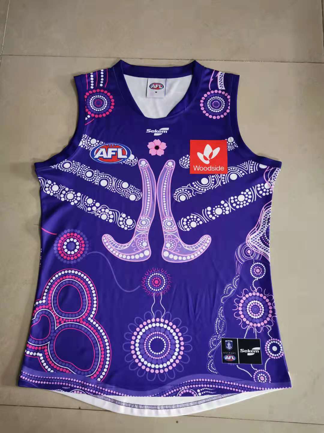 Wholesale Australia 2021 AFL Fremantle Indigenous Rugby Jersey Tank Top S-5XL