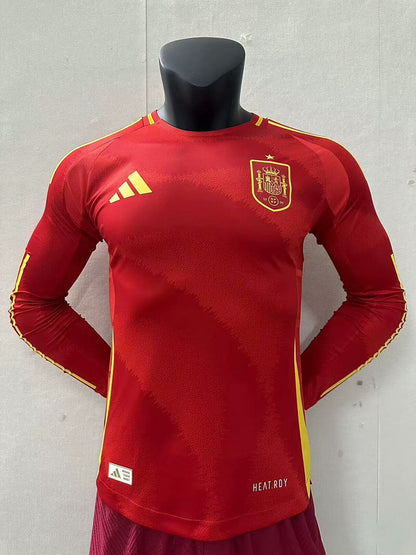 Wholesale customizable 2024 European Championship   Spain home and away football jersey long-sleeved  S-5XL