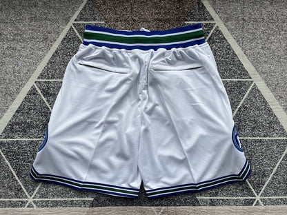 Wholesale 2023 JUST DAN basketball shorts Timberwolves classic white