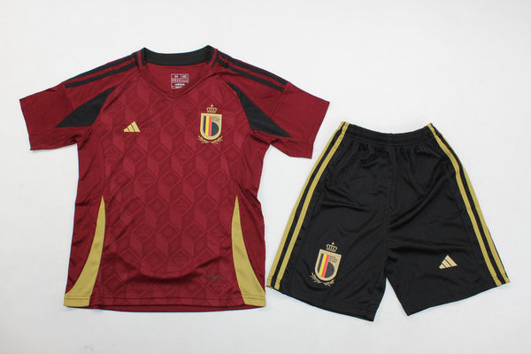 Wholesale 2024 UEFA European Championship  Belgium home home and away kid kits