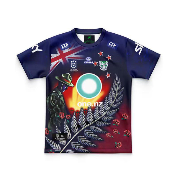 Wholesale 2024 Warriors away kids' rugby uniforms, sizes 16-26.