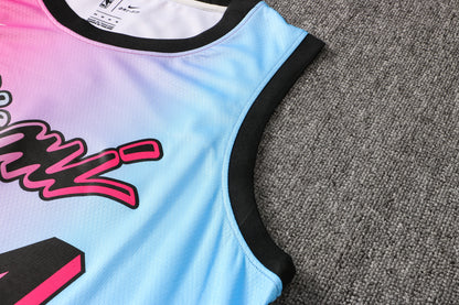 Wholesale NBA Miami Heat pink round neck 4 (hot pressed) S-2XL.
