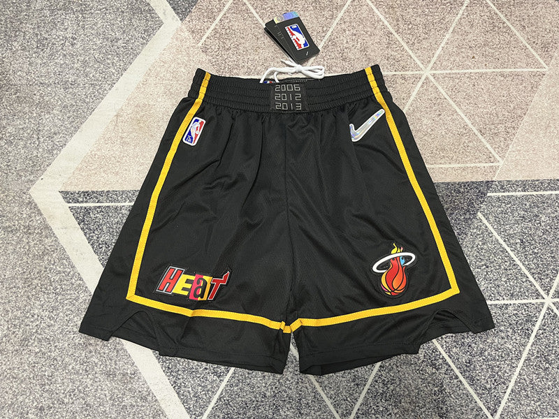 Wholesale 2023 Miami Heat Black Nike Shorts Diamond Patch