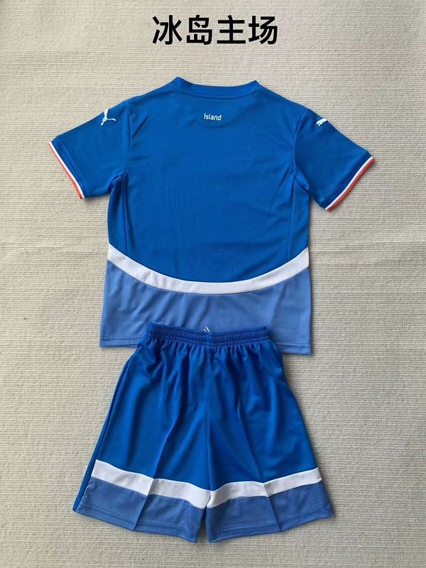 Wholesale 2024 UEFA European ChampionshipIceland blue home kid Jersey blue