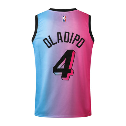 Wholesale NBA Miami Heat pink round neck 4 (hot pressed) S-2XL.