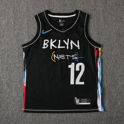 Wholesale NBA Brooklyn Nets black V-neck color-trimmed 12 (hot-pressed style) S-2XL