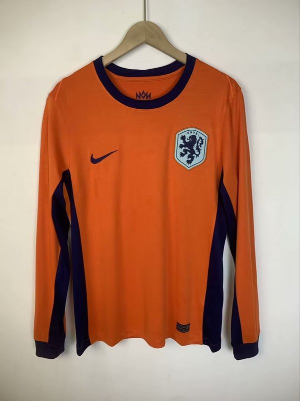 Wholesale customizable 2024 European Championship  Netherlands home and away football jersey long-sleeved  S-5X