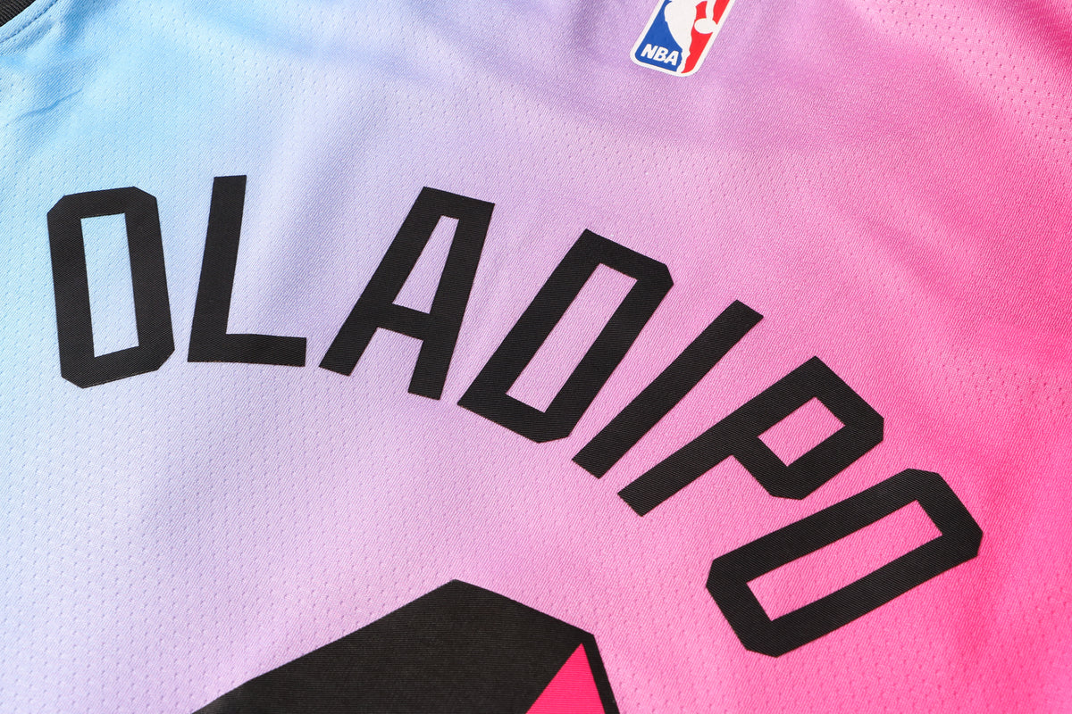 Wholesale NBA Miami Heat pink round neck 4 (hot pressed) S-2XL.