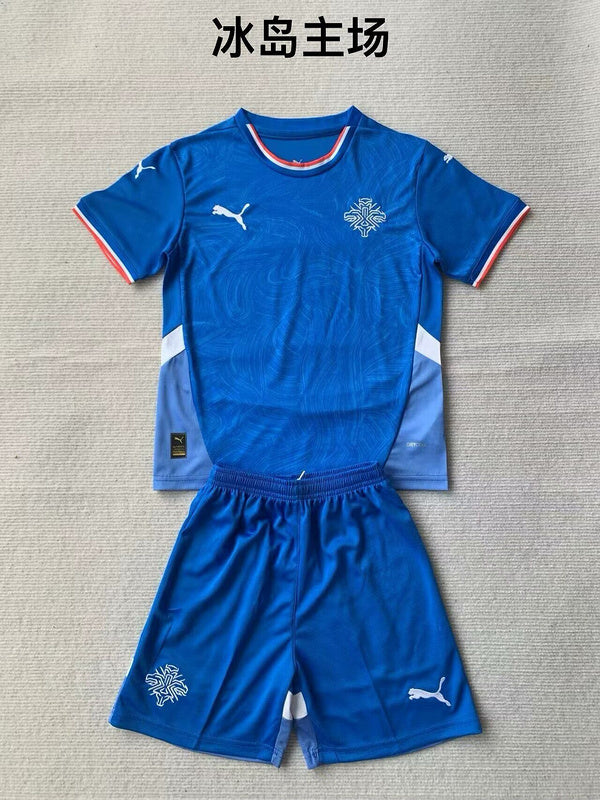 Wholesale 2024 European Cup Iceland team home children's jersey blue