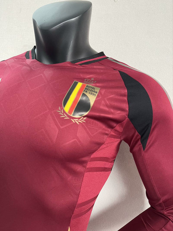 Wholesale customizable 2024 European Championship  Belgium home and away football jersey long-sleeved  S-5XL