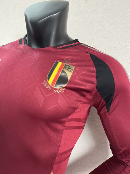 Wholesale customizable 2024 European Championship  Belgium home and away football jersey long-sleeved  S-5XL