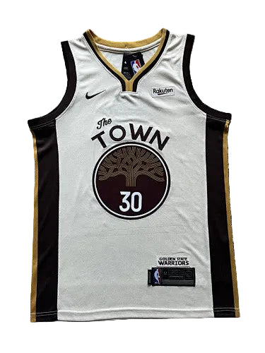 Golden State Warriors Stephen Curry number 30 cream basketball jersey photo 1