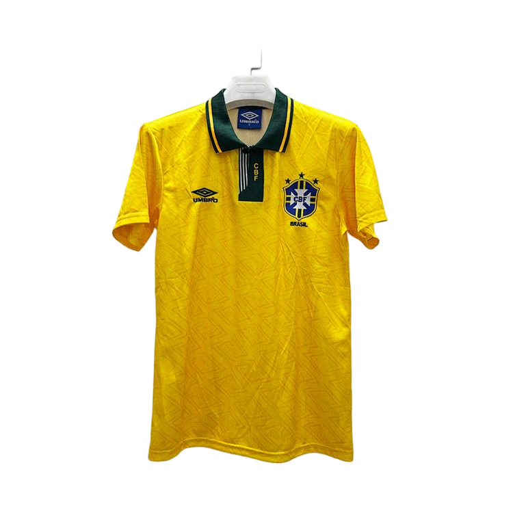 91-93 Brazil Home Retro Football Jersey - front view