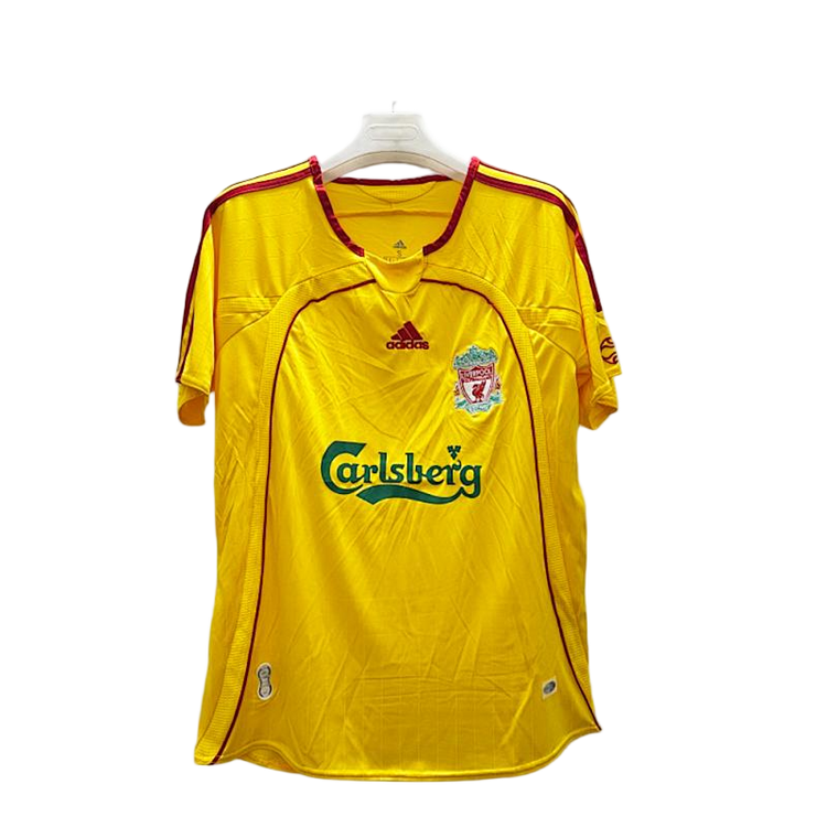 Liverpool 2006-07 Yellow Away Retro Football Jersey - front view