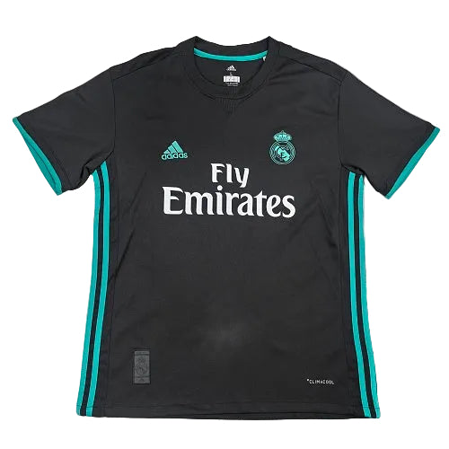 2017-18 Real Madrid away retro football jersey black & teal front wholesale S-2XL