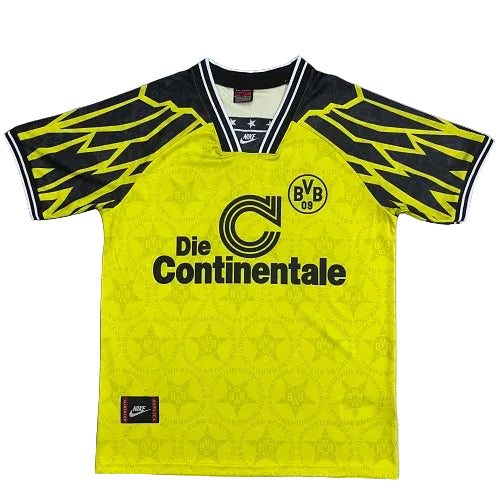 1994-95 Borussia Dortmund home retro football jersey neon yellow & black front wholesale S-2XL